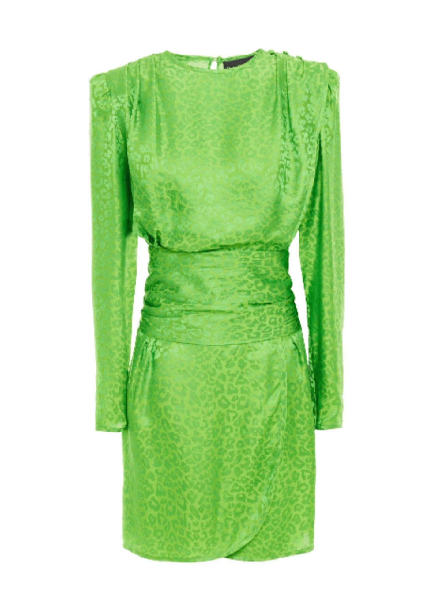 Nightclub sequin strappy bodycon mini dress-NEON GREEN SATIN MINI DRESS