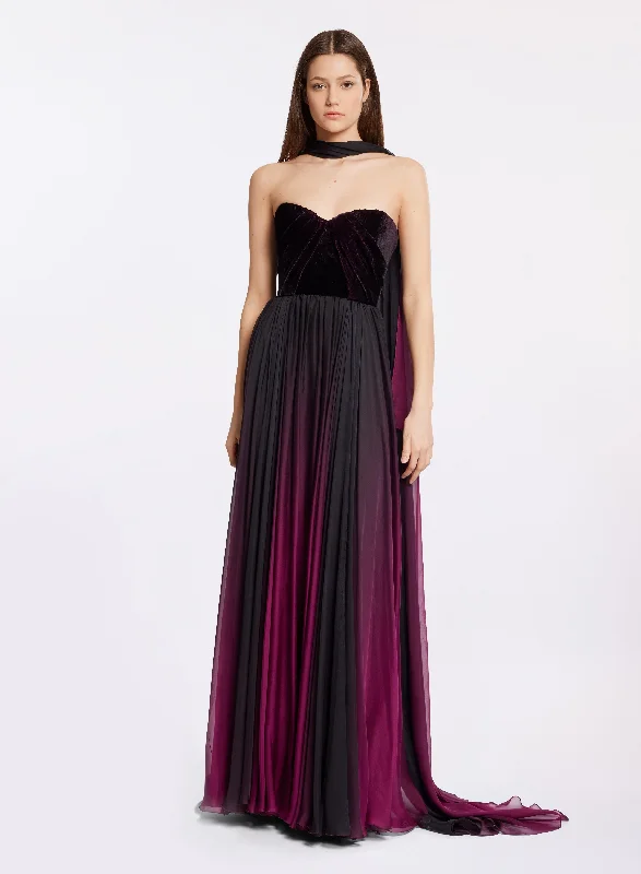 Maxi Dress With Sequins -Silk and Velvet Long Dress