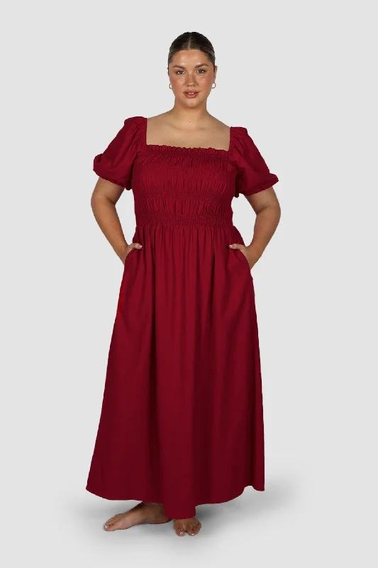 Maxi Dress For Elegant Dinner -ISMAE MAXI DRESS RED