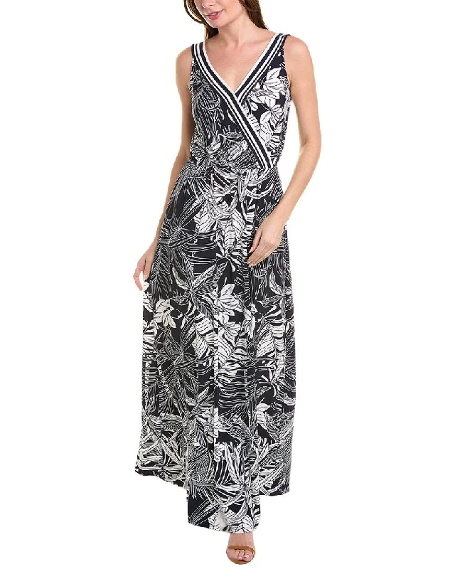 Maxi Dress With Lace Sleeves -Joseph Ribkoff Palm Maxi Dress