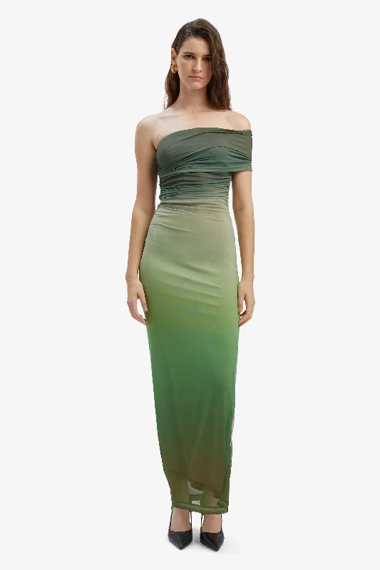 Maxi Dress With Lace Up Back -Aurelia Maxi Dress - Green Ombre