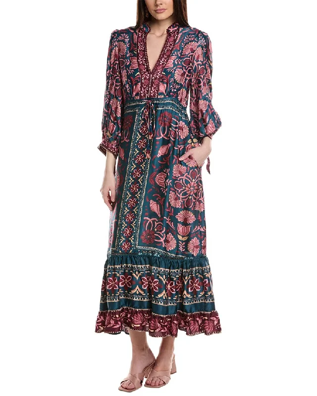 Maxi Dress With Button Front -FARM Rio Seasheel Tapestry Maxi Dress