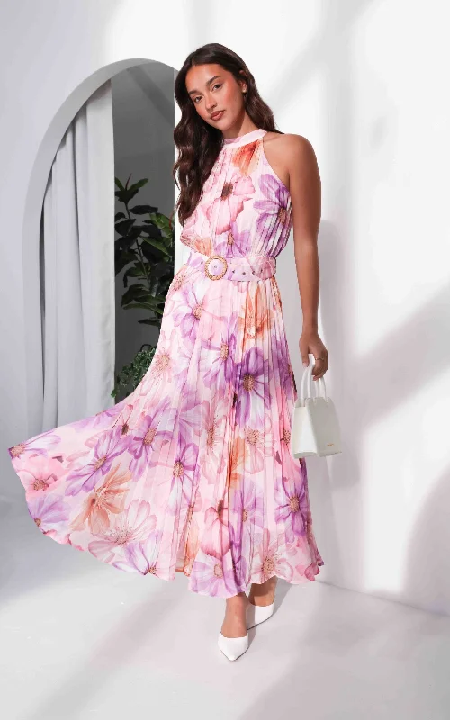 Maxi Dress For Wedding -Montie Maxi Dress - Pink Lilac Floral