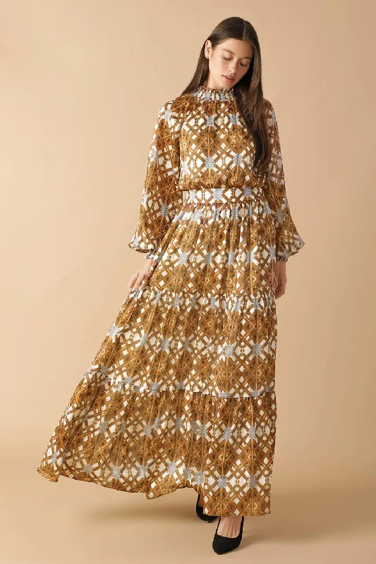 Maxi Dress With Full Skirt -CELESTIAL CASCADE WOVEN MAXI DRESS