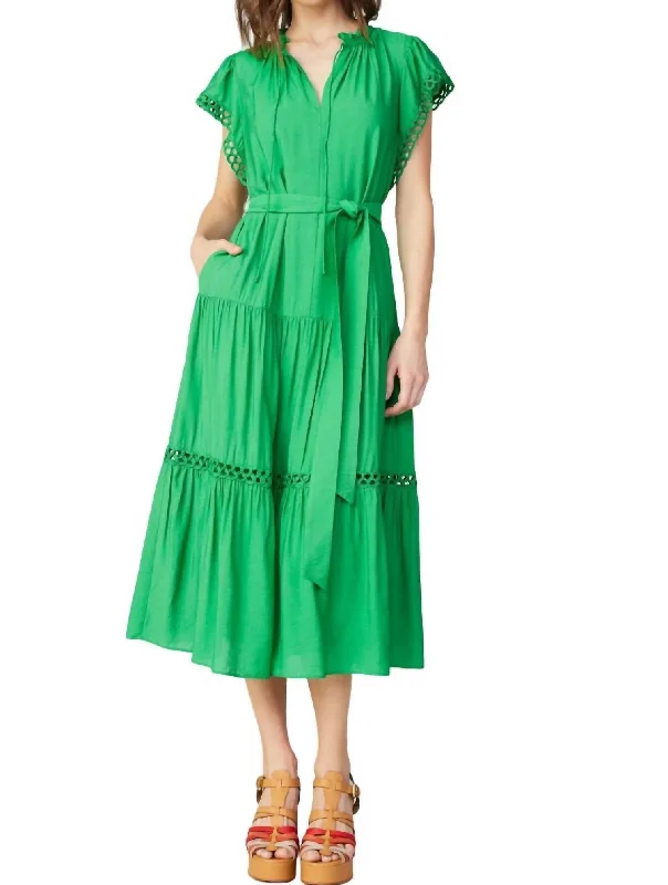 Midi Dress With High-Low Hem -Emerald City Midi Dress In Green