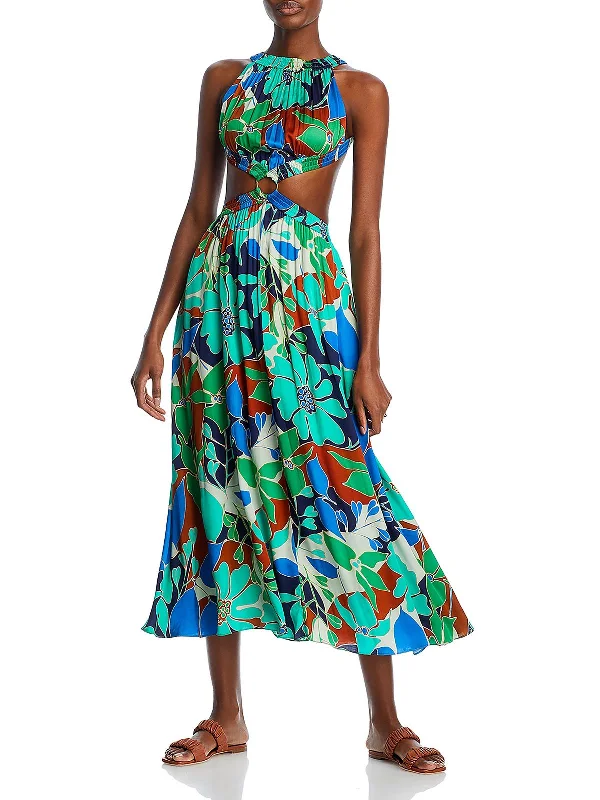 Formal Maxi Dress -Theia Womens Printed Cut-Out Maxi Dress