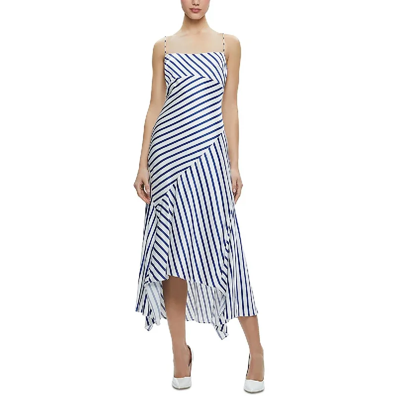 Midi Dress For Office Wear -Womens Asymmetric Midi Slip Dress