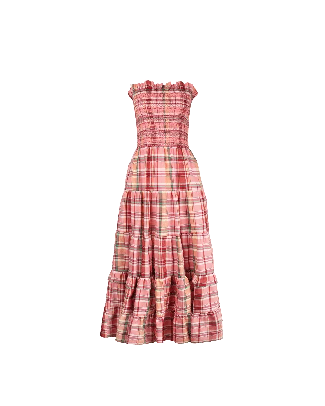 Maxi Dress For Party -BIRD MAXI DRESS PEACHIE TARTAN