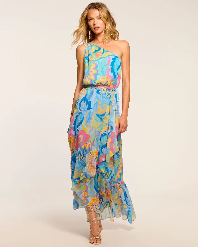 Maxi Dress With Open Back Design -Nicola One-Shoulder Maxi Dress