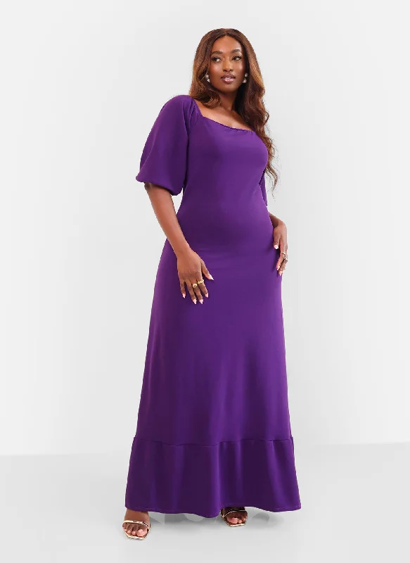 Maxi Dress For Beach Wedding -Aster Puff Sleeve A Line Maxi Dress