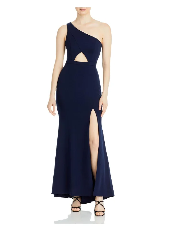 Maxi Dress With Satin Fabric -Womens Cut-Out Maxi Evening Dress