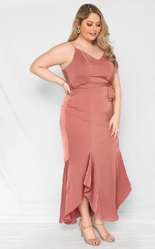 Maxi Dress With Mermaid Cut -Lauren Dress - Rose