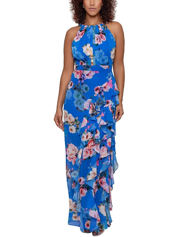 Plus Size Maxi Dress -Womens Ruffled Maxi Evening Dress