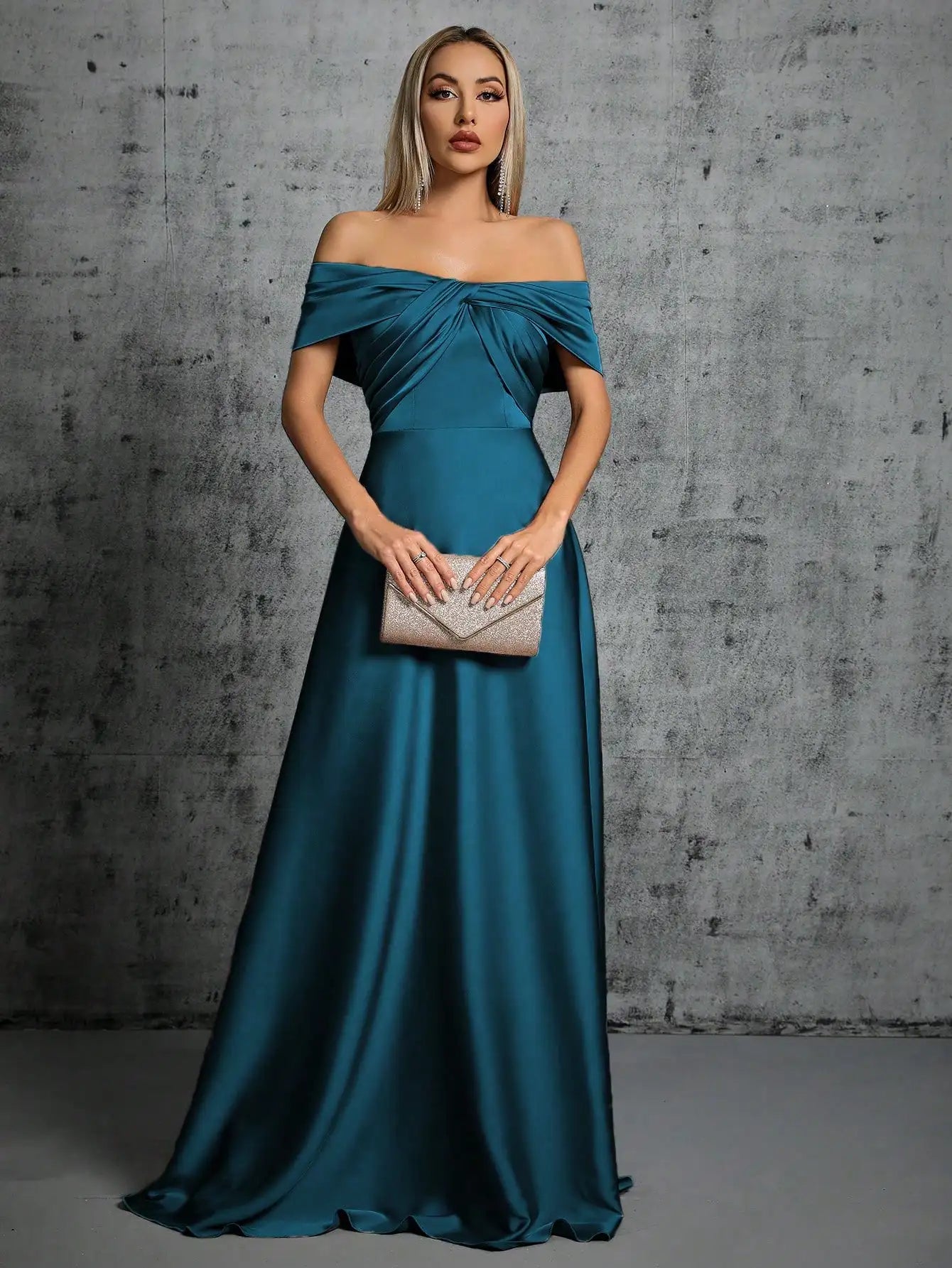 Maxi Dress For Winter Wedding -Off The Shoulder Strapless Satin Long Party Dress