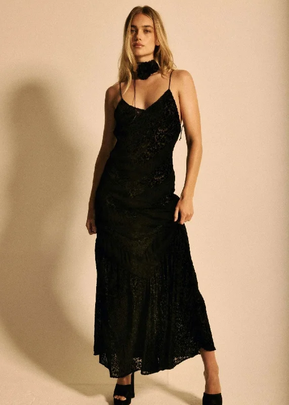 Maxi Dress For Graduation -Velvet Maxi Slip Dress Highland