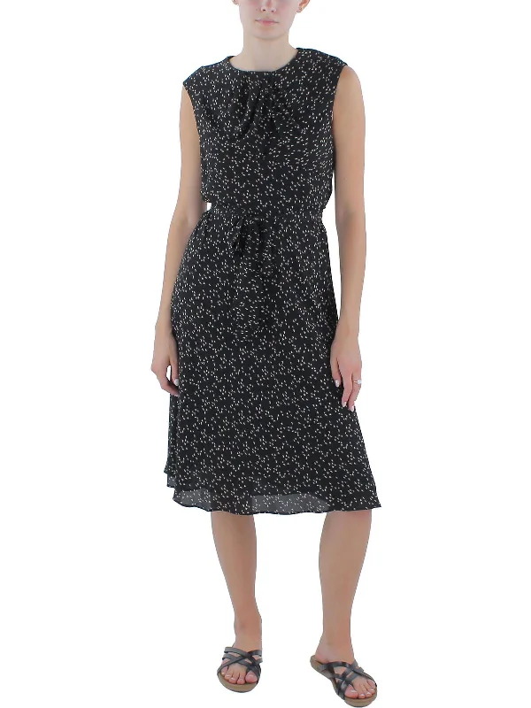 Midi Dress With Floral Design -Womens Long Printed Midi Dress