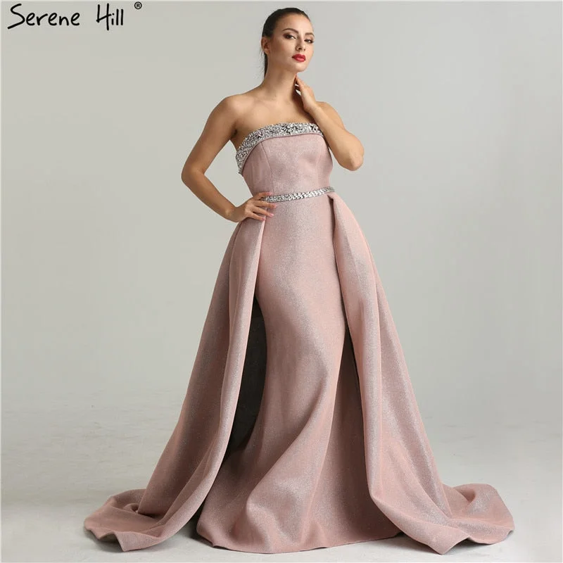 Evening dress for black tie gala -On Sale No Return No Refund Sale DuBai Designer Pink Beading  Luxury Slim Sexy Mermaid Evening Dresses Vintage High-end Evening Gowns  Real Photo LA6339  2024