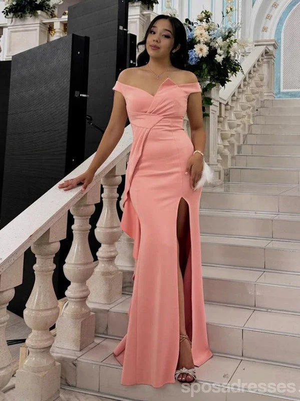 Evening dress with delicate lace trim -Elegant Mermaid Off Shoulder Long Party Prom Dresses Ideas,Evening Gowns,13659