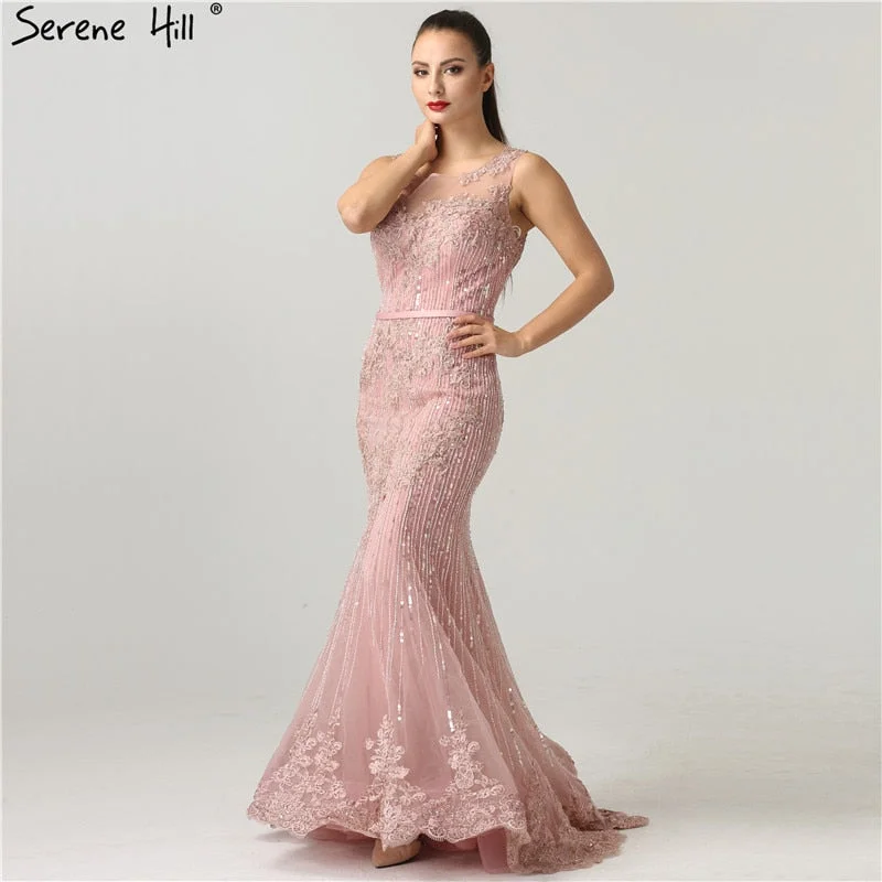 Evening dress with beading -On Sale No Return No Refund Lace Mermaid Evening Dress  Evening Gowns LA6455