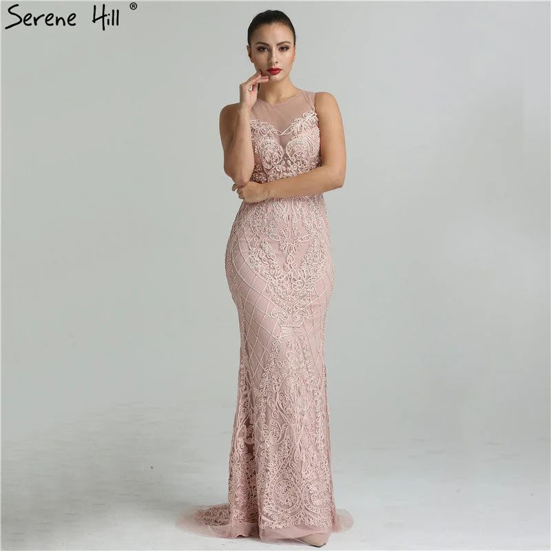 Evening dress for anniversary celebration -On Sale No Return No Refund Sale Mermaid Elegant Hand Craft Evening Gowns Pearls Crystal LA6238