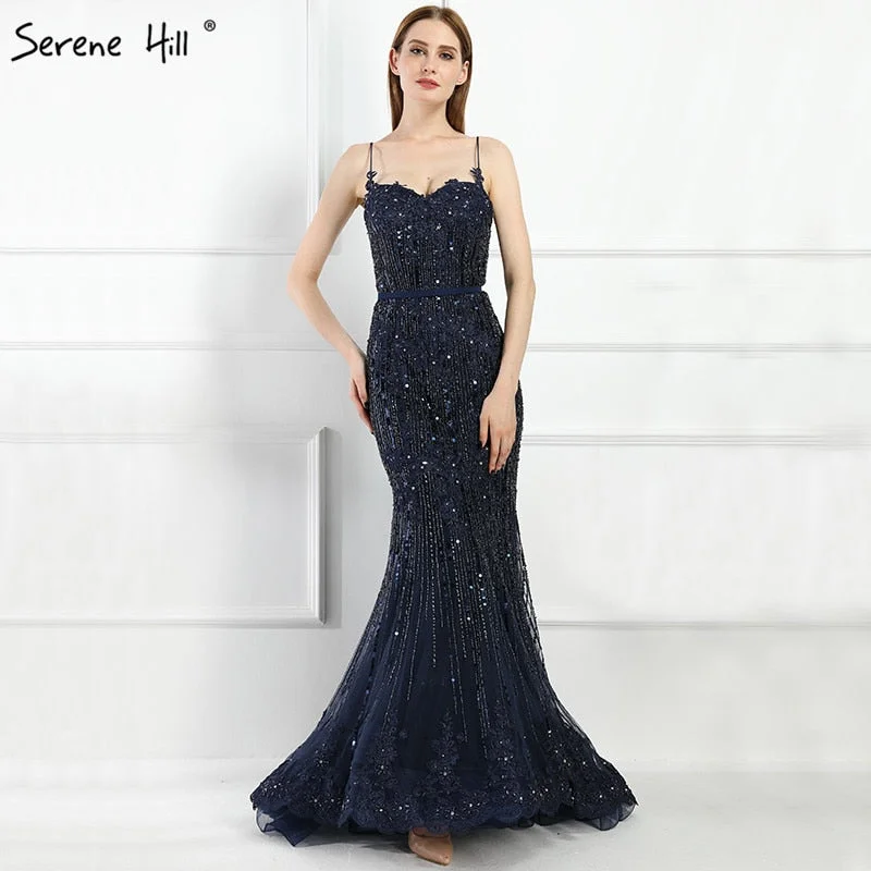 Evening dress with tulle -On Sale No Return No Refund Mermaid Lace Elegant Evening Dresses Evening Party LA6105