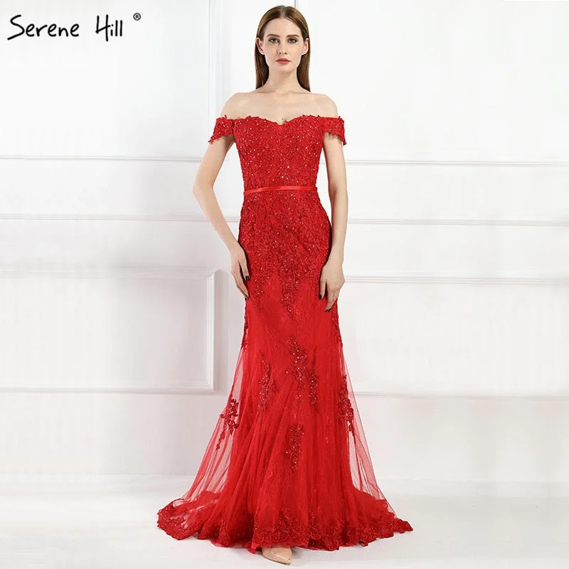 Formal evening dress -On Sale No Return No Refund   Mermaid Lace Sexy Diamond Evening Gowns LA6018