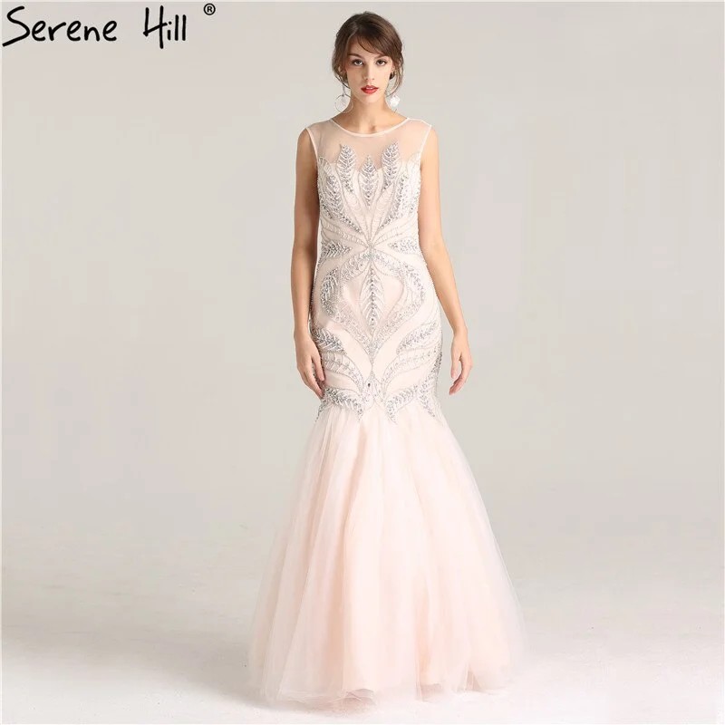 Cocktail evening dress -On Sale No Return No Refund Sale Pink Sexy Elegant Sleeveless Evening Dresses Long Mermaid  Pearls Crystal Fashion Evening Gowns 2024 Real Photo LA6224