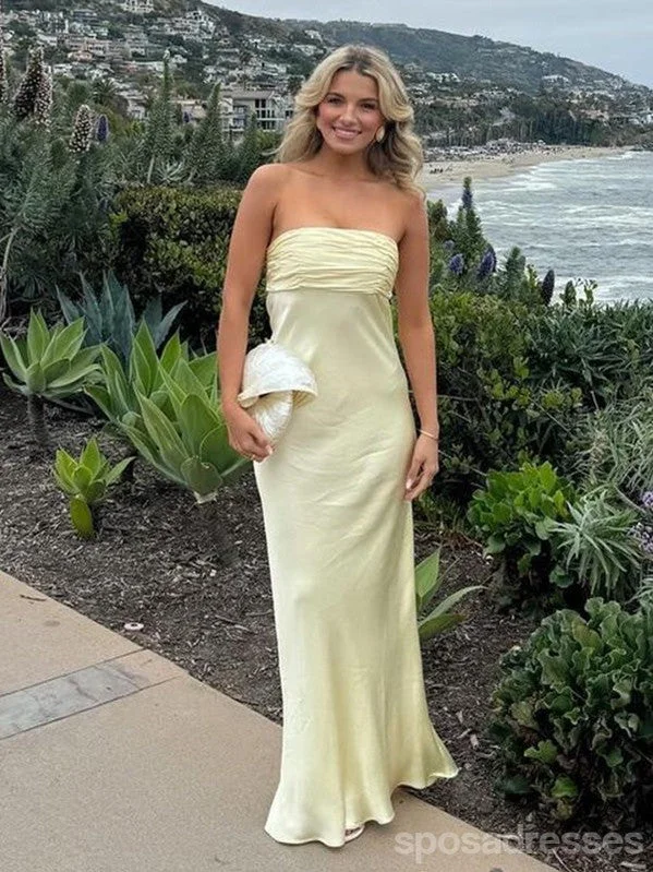 Off-the-shoulder evening dress -Pretty Yellow Mermaid Strapless Long Party Prom Dresses Ideas,Evening Gowns,13663