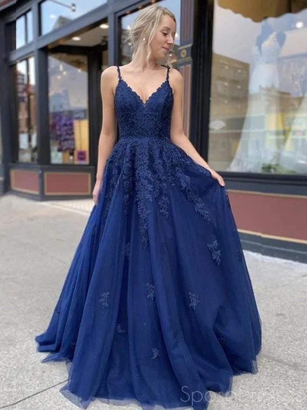 Evening dress with ruffled sleeves -A-line Applique Sleeveless Custom Prom Dresses, Sweet 16 Prom Dresses, 12471