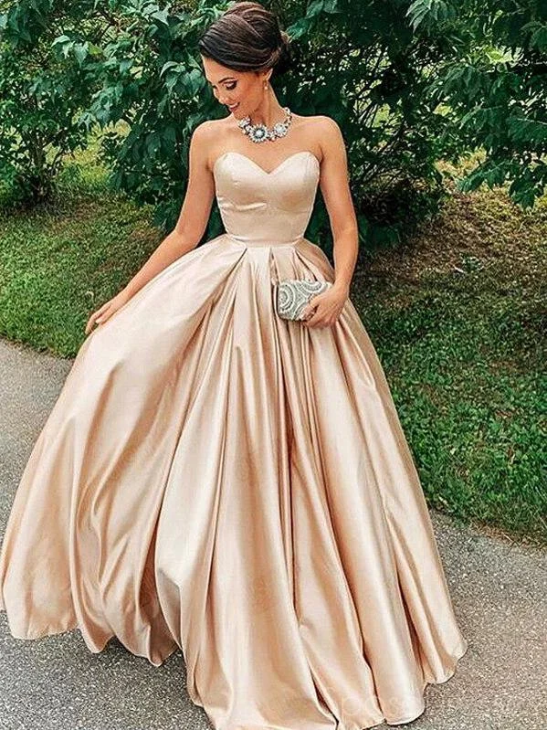 Off-shoulder evening dress -A-line Strapless Sleeveless Cheap Long Prom Dresses, Sweet 16 Prom Dresses, 12447