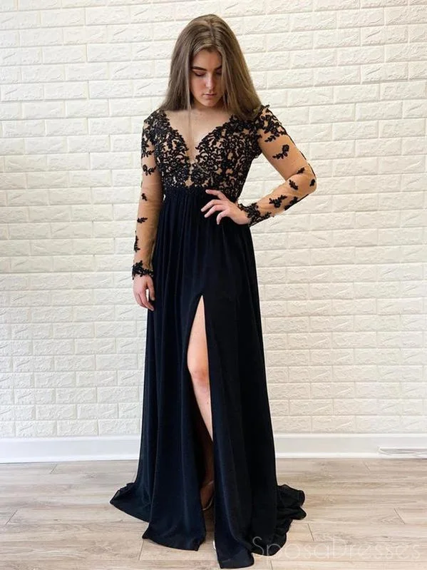 Evening dress for outdoor events -A-line V Neck Lace Applique Prom Dresses, Sweet 16 Prom Dresses, 12406