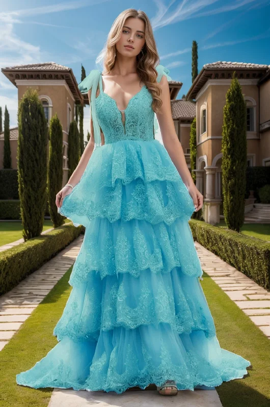 Evening dress with lace -Ball Gown Sweep-Brush Train Tulle Prom Dress CS0461