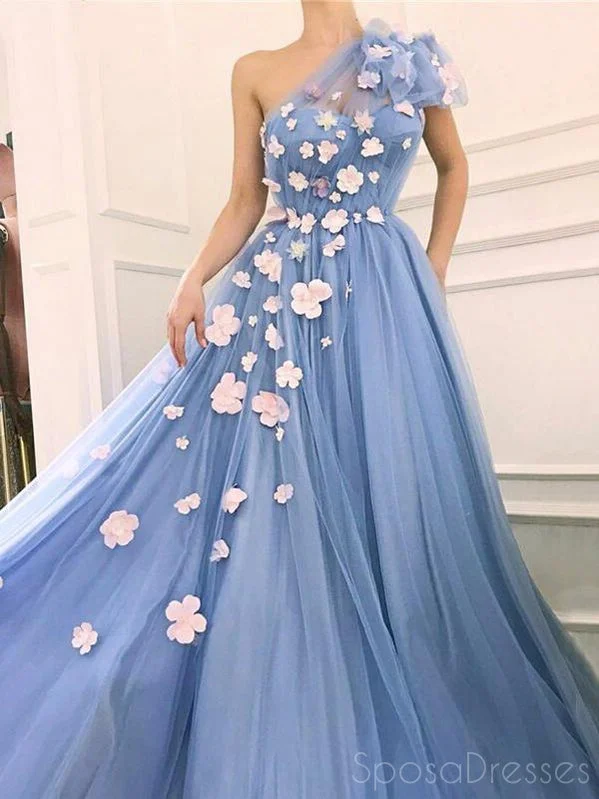 Evening dress for wedding -Blue A-line Applique Sleeveless Prom Dresses, Sweet 16 Prom Dresses, 12451