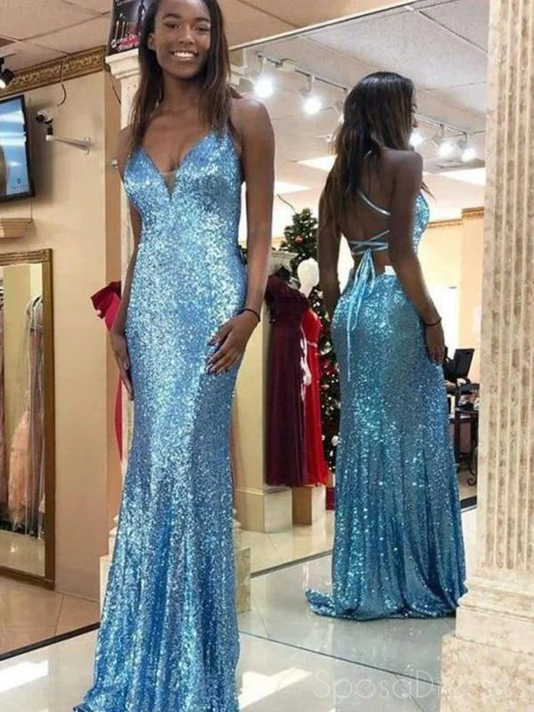 Embellished evening dress -Mermaid V Neck Sleeveless Lace Up Prom Dresses, Sweet 16 Prom Dresses, 12458